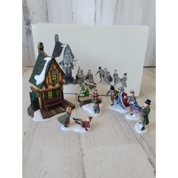Dept 56 58405 Ashley Pond Skating Party village accessory xmas set - Picture 1 of 9